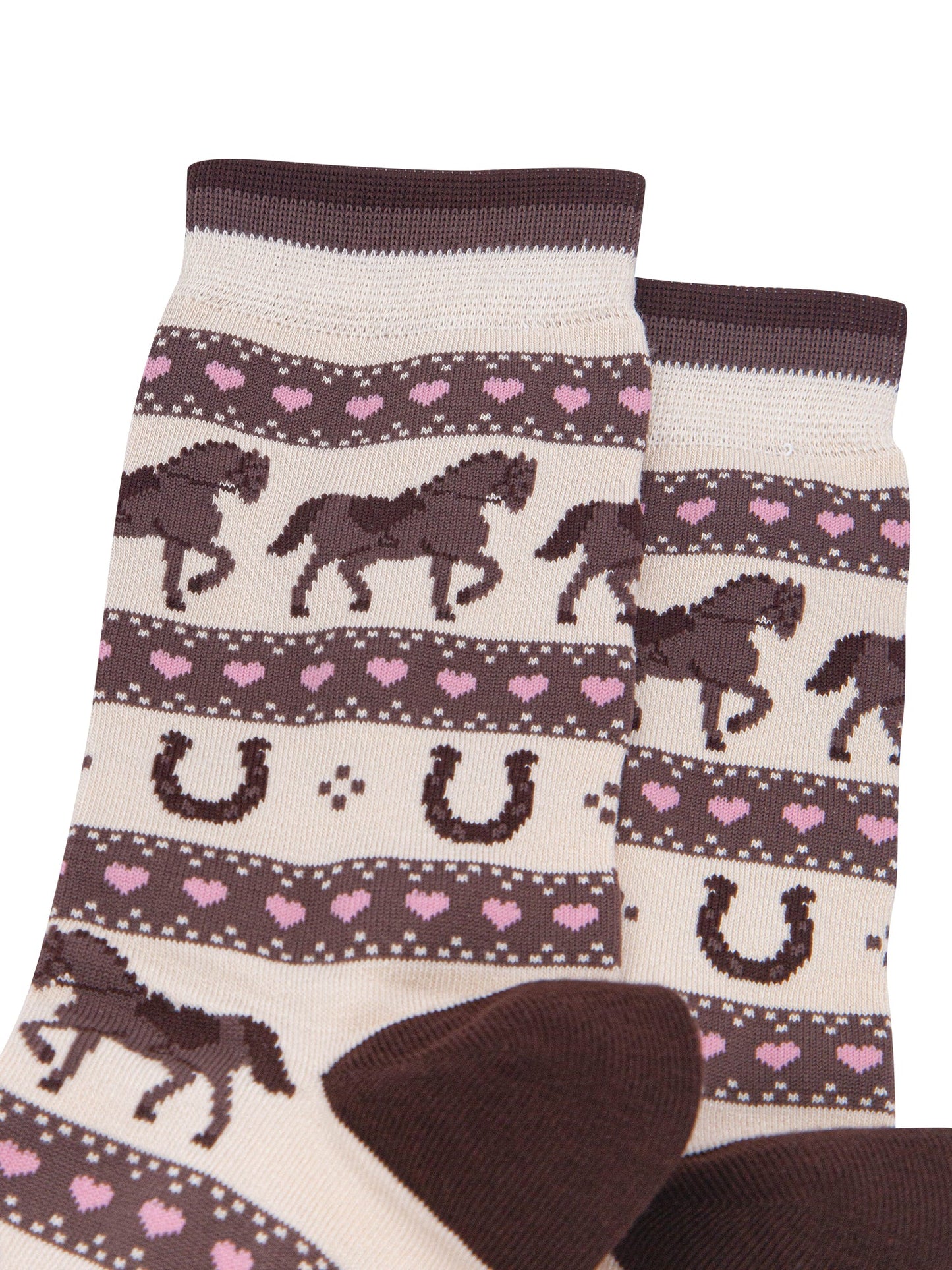 Horse-Argyle-Women's-Bamboo-Socks-in-Cream-Close-Up