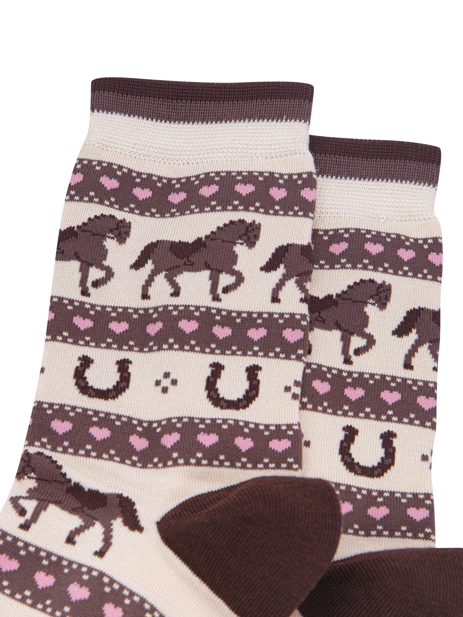 Horse-Argyle-Women's-Bamboo-Socks-in-Cream-Close-Up