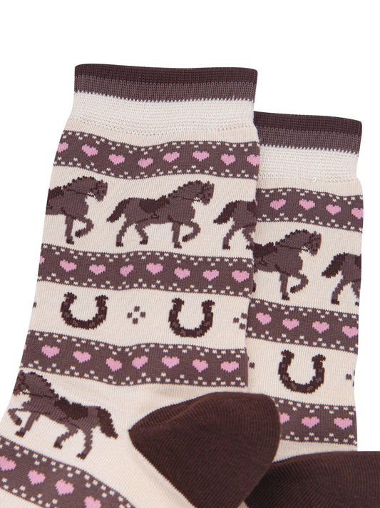 Horse-Argyle-Women's-Bamboo-Socks-in-Cream-Close-Up