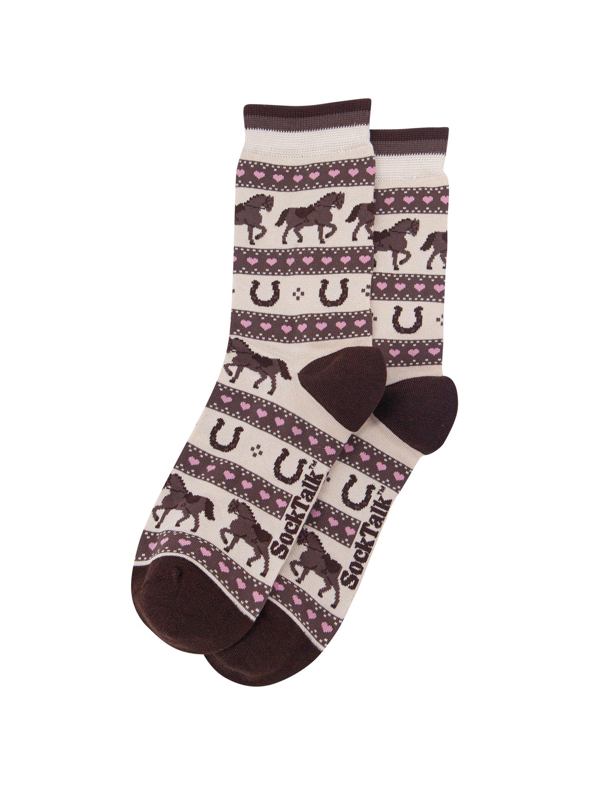 Horse-Argyle-Women's-Bamboo-Socks-in-Cream-Laid-Flat