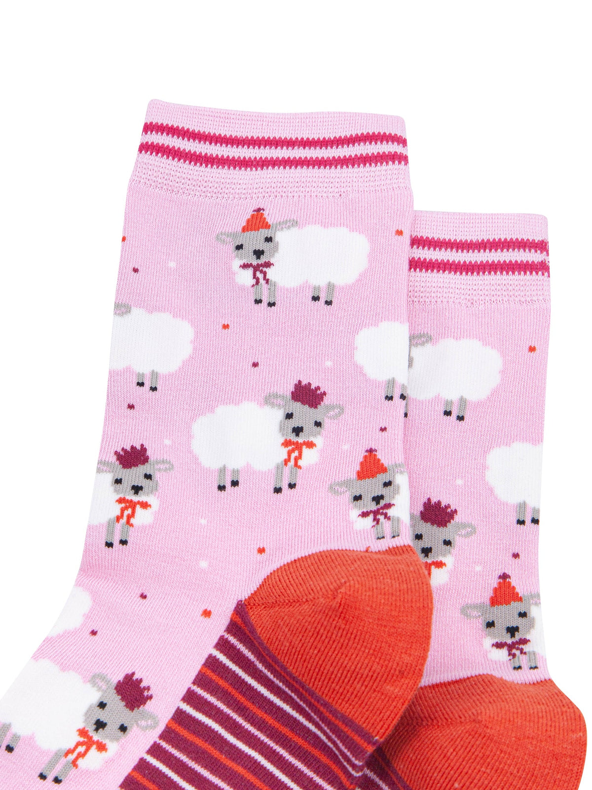 Party-Sheep-Women's-Bamboo-Socks-in-Pink-Close-Up