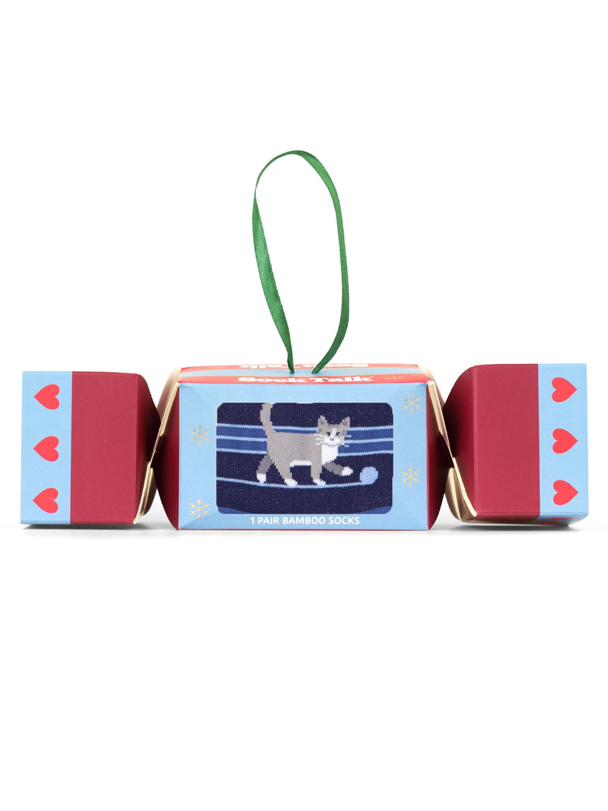 Cats-Chasing-Wool-Bamboo-Crew-Socks-Christmas-Cracker-Gift-Box-in Navy-Blue