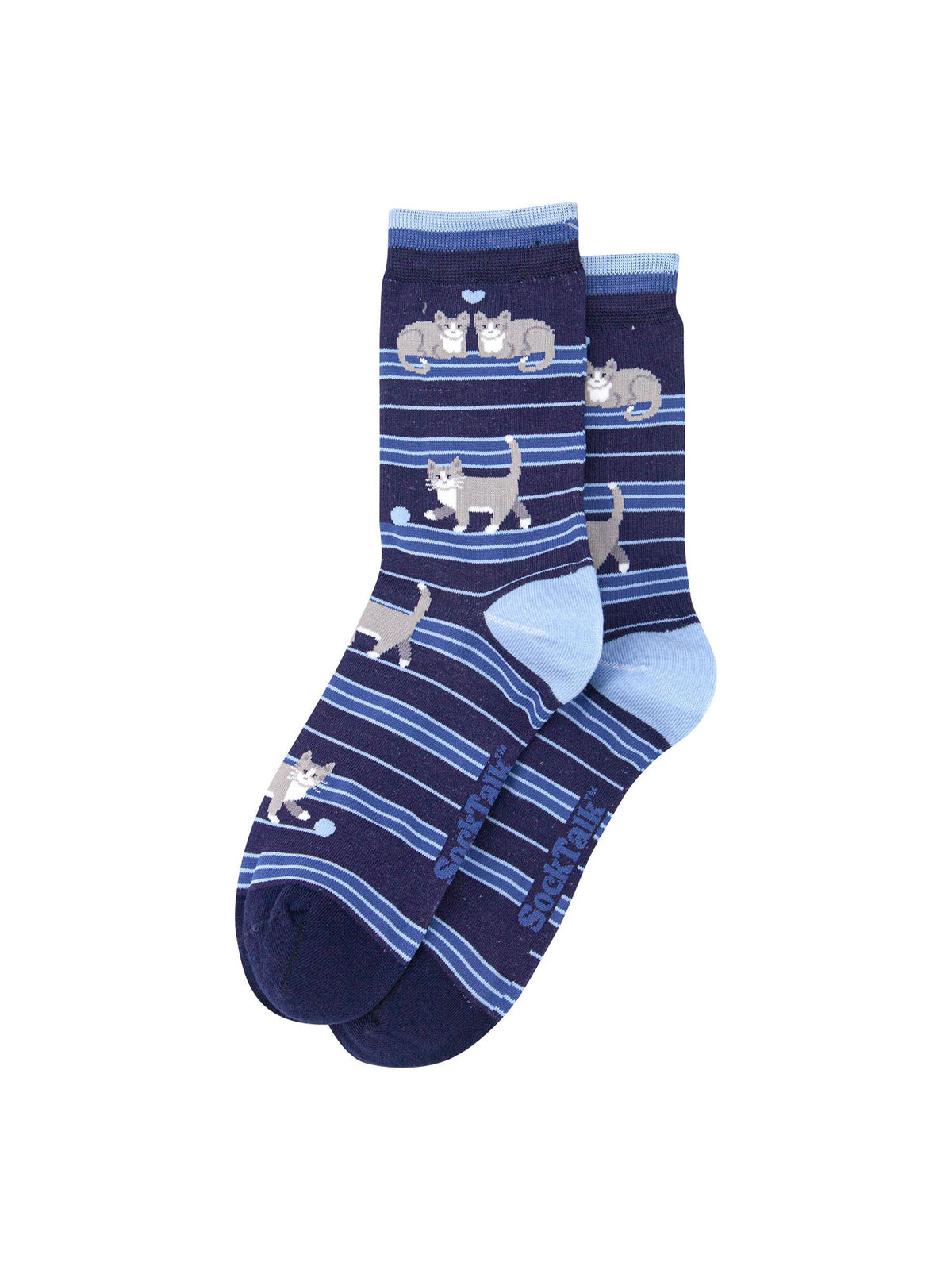 Cats-Chasing-Wool-Bamboo-Crew-Socks-Christmas-Cracker-Gift-Box-in Navy-Blue