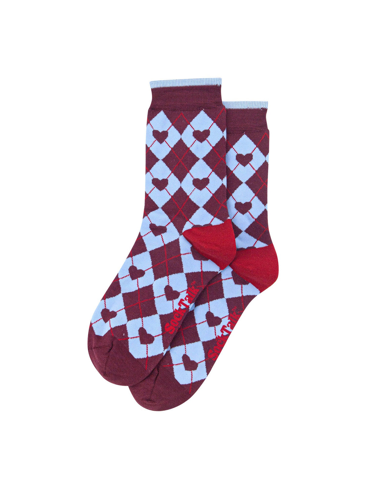 Argyle-Heart-Bamboo-Crew-Socks-Christmas-Cracker-Gift-Box-in-Berry/Blue