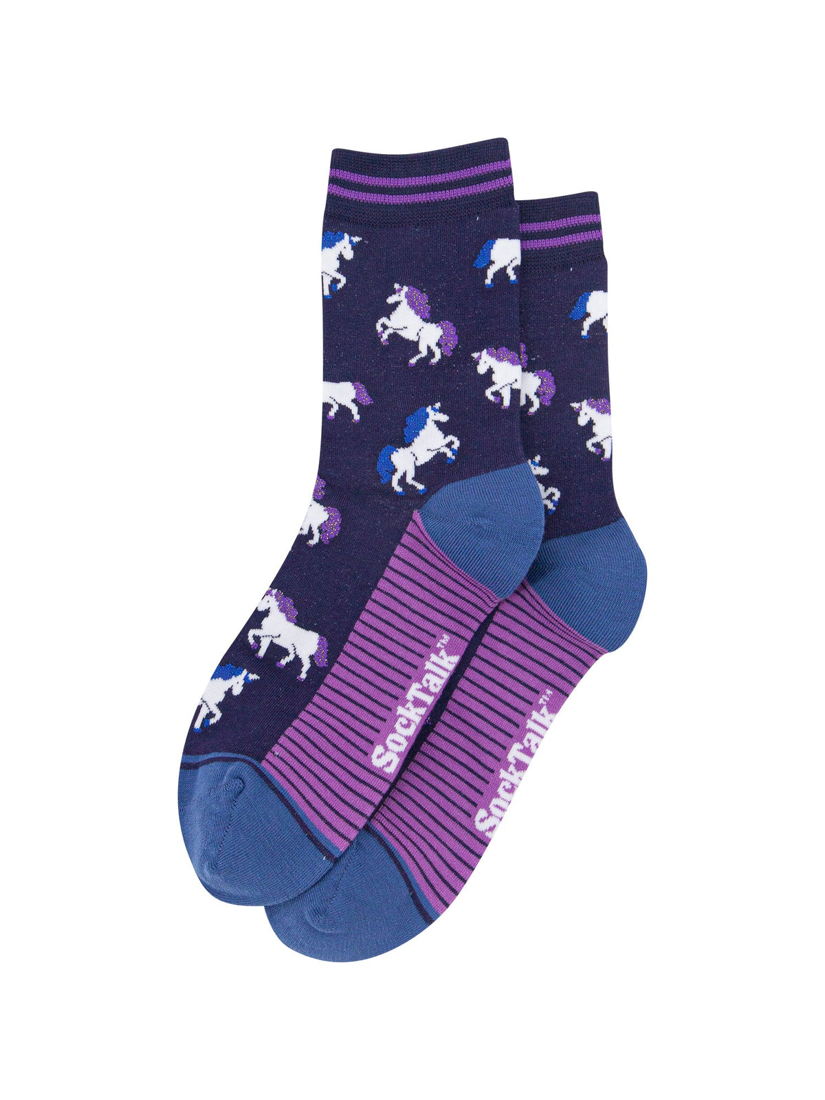 Unicorn-Women's-Bamboo-Socks-in-Navy-Blue-Laid-Flat