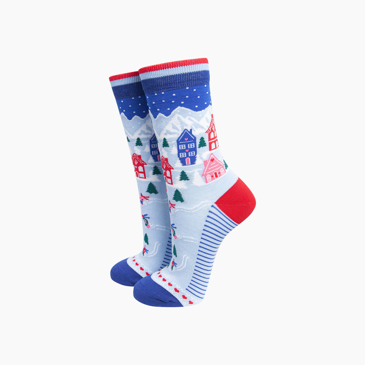Ice-Skaters-Women's-Bamboo-Socks-in-Icy-Blue-On-Mannequin