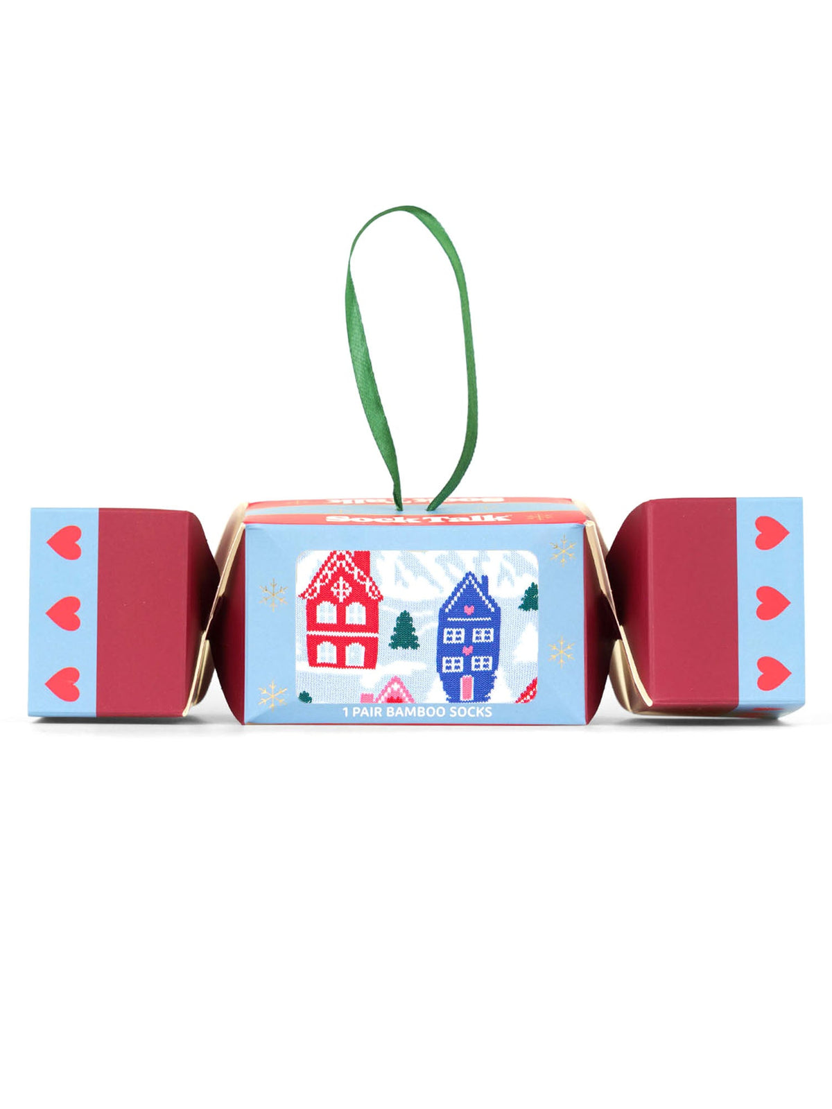 Ski-Chalet-Bamboo-Crew-Socks-Christmas-Cracker-Gift-Box-in-Blue