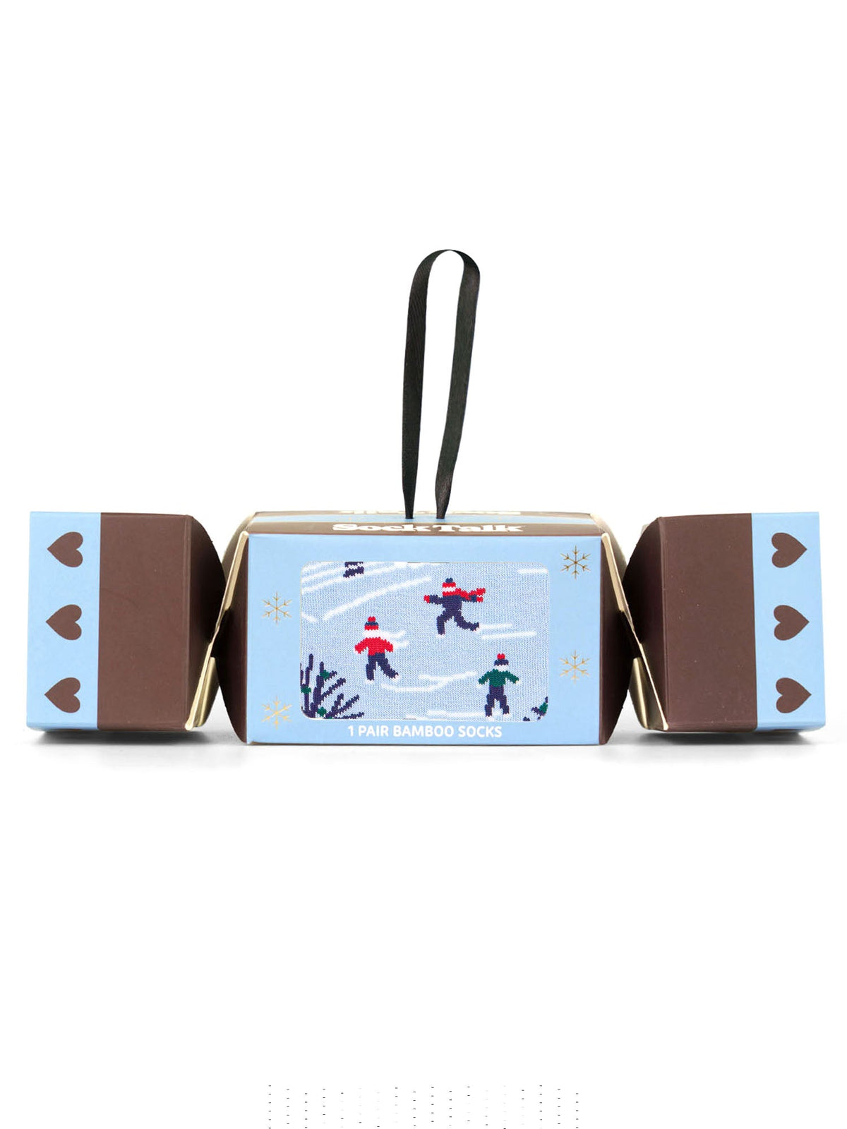 Ice-Skating-Bamboo-Crew-Socks-Christmas-Cracker-Gift-Box-in-Blue