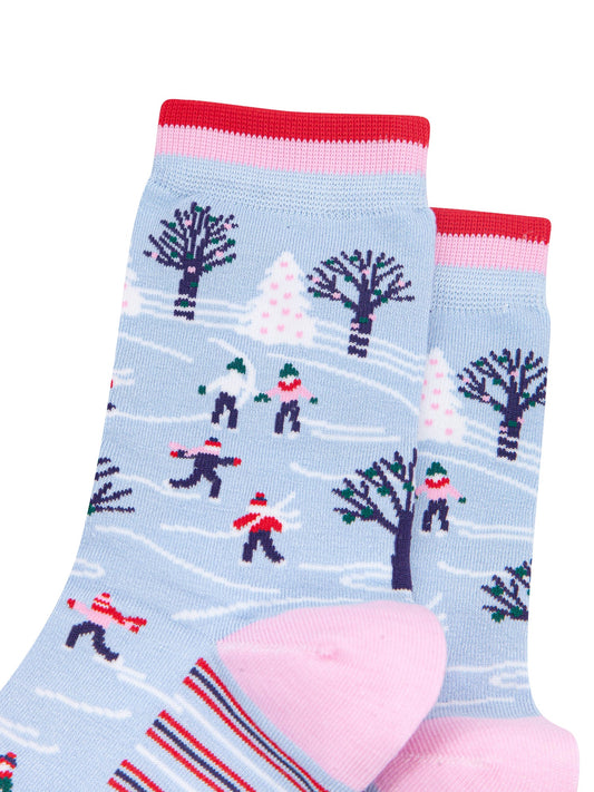 Ice-Skaters-Women's-Bamboo-Socks-in-Icy-Blue-Close-Up