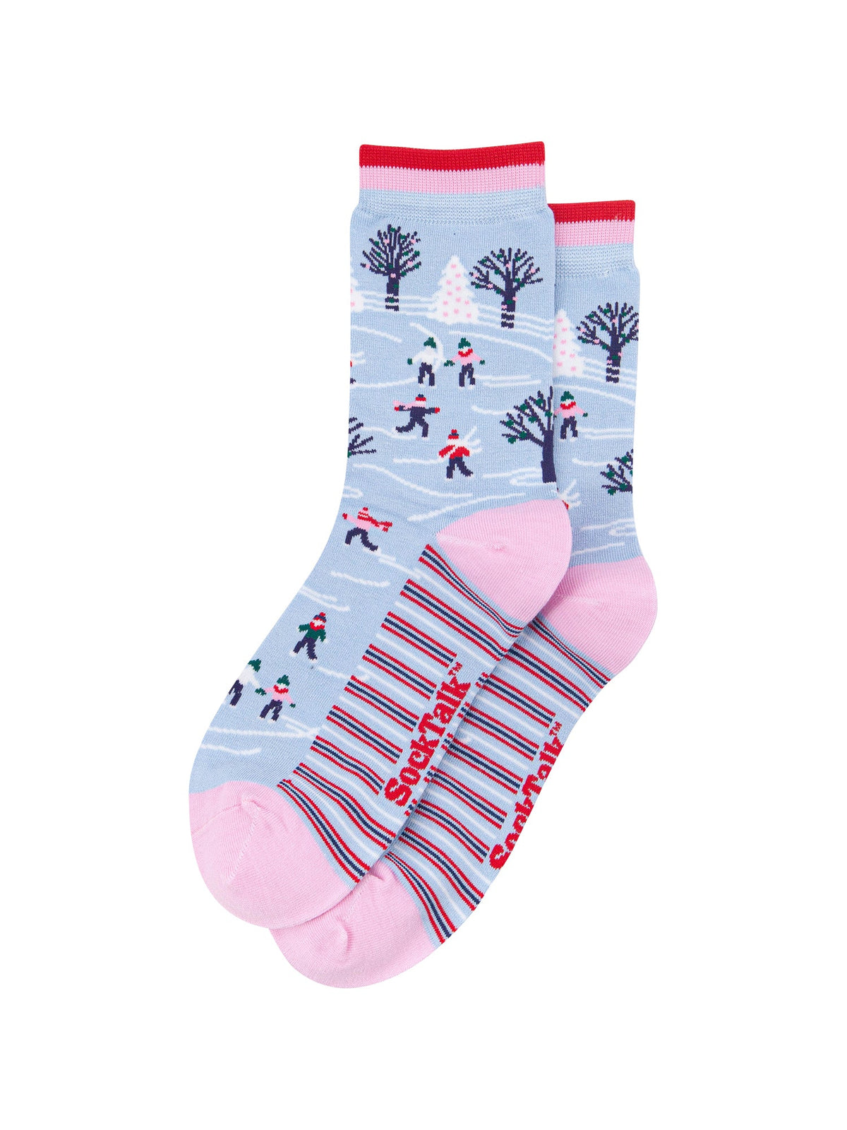 Ice-Skaters-Women's-Bamboo-Socks-in-Icy-Blue-Laid-Flat