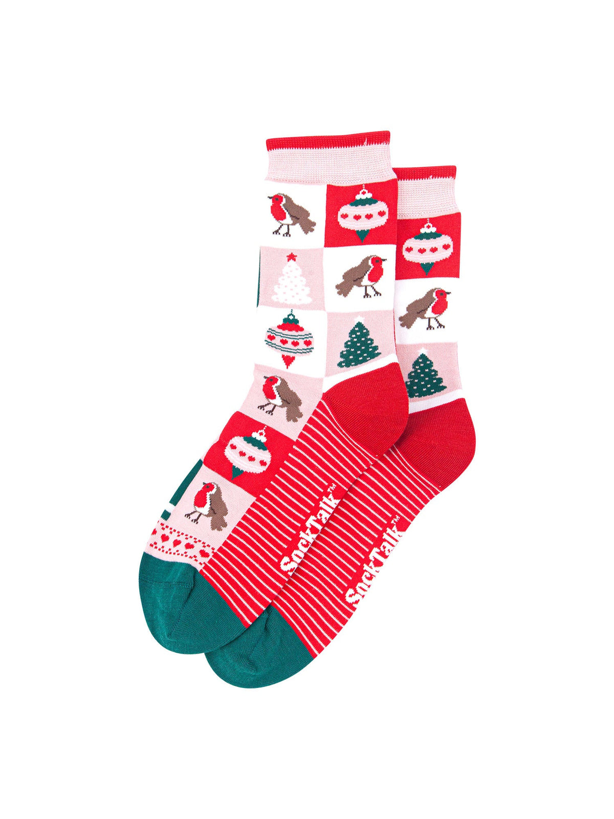 Christmas-Tree-Squares-Bamboo-Crew-Socks-Christmas-Cracker-Gift-Box-in-Pink