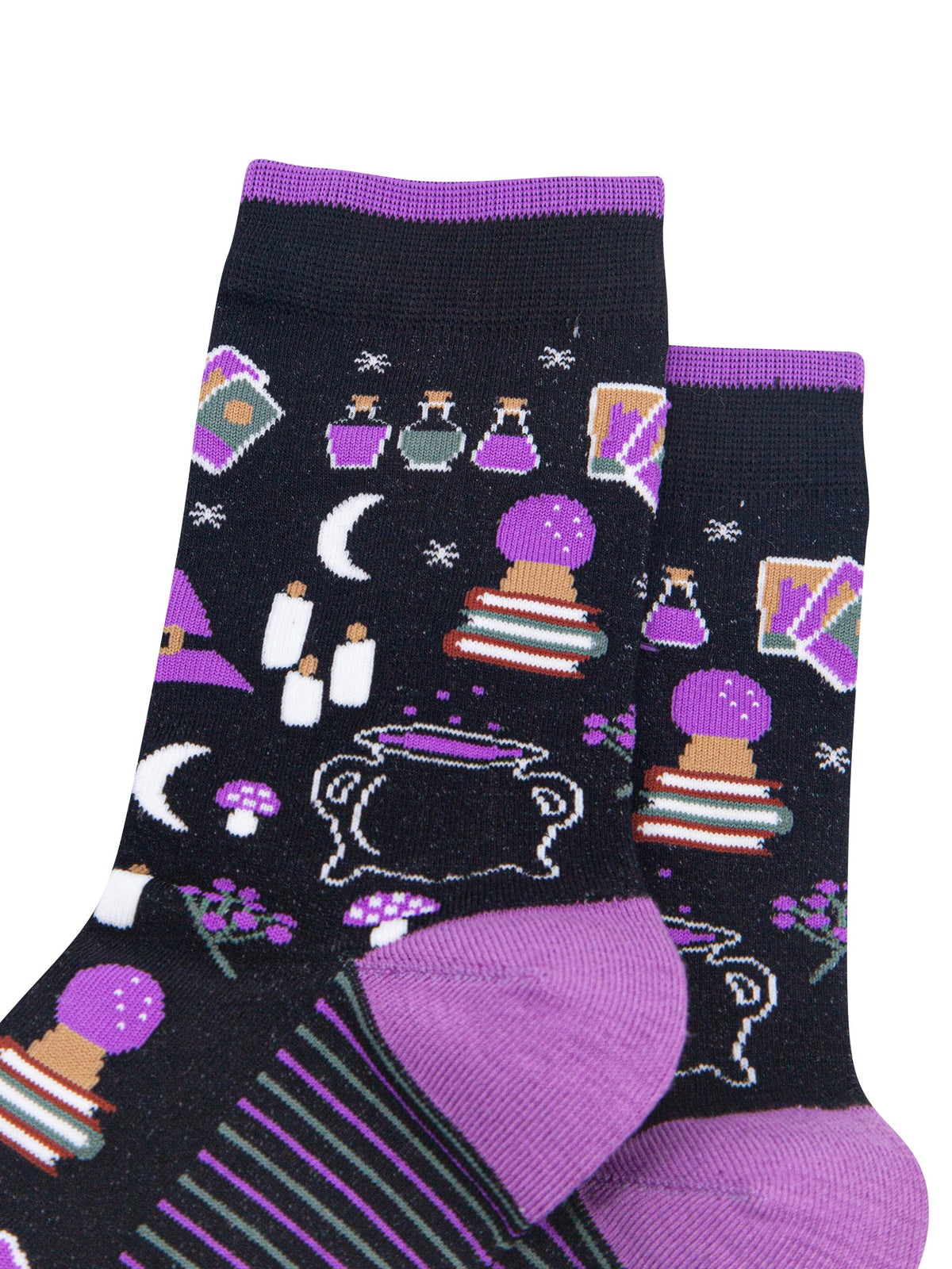 Witchy-Women's-Bamboo-Socks-in-Black-Close-Up