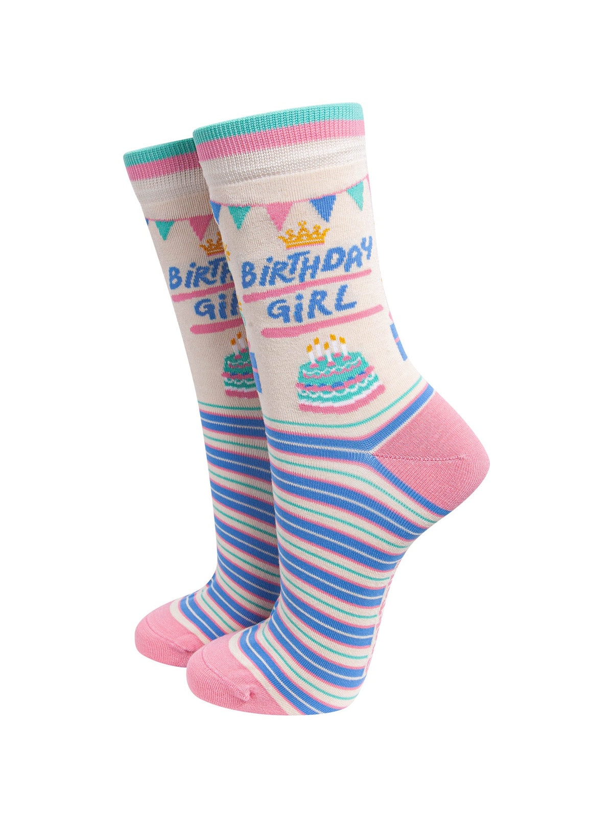 Birthday-Girl-Women's-Bamboo-Socks-in-Cream-On-Mannequin