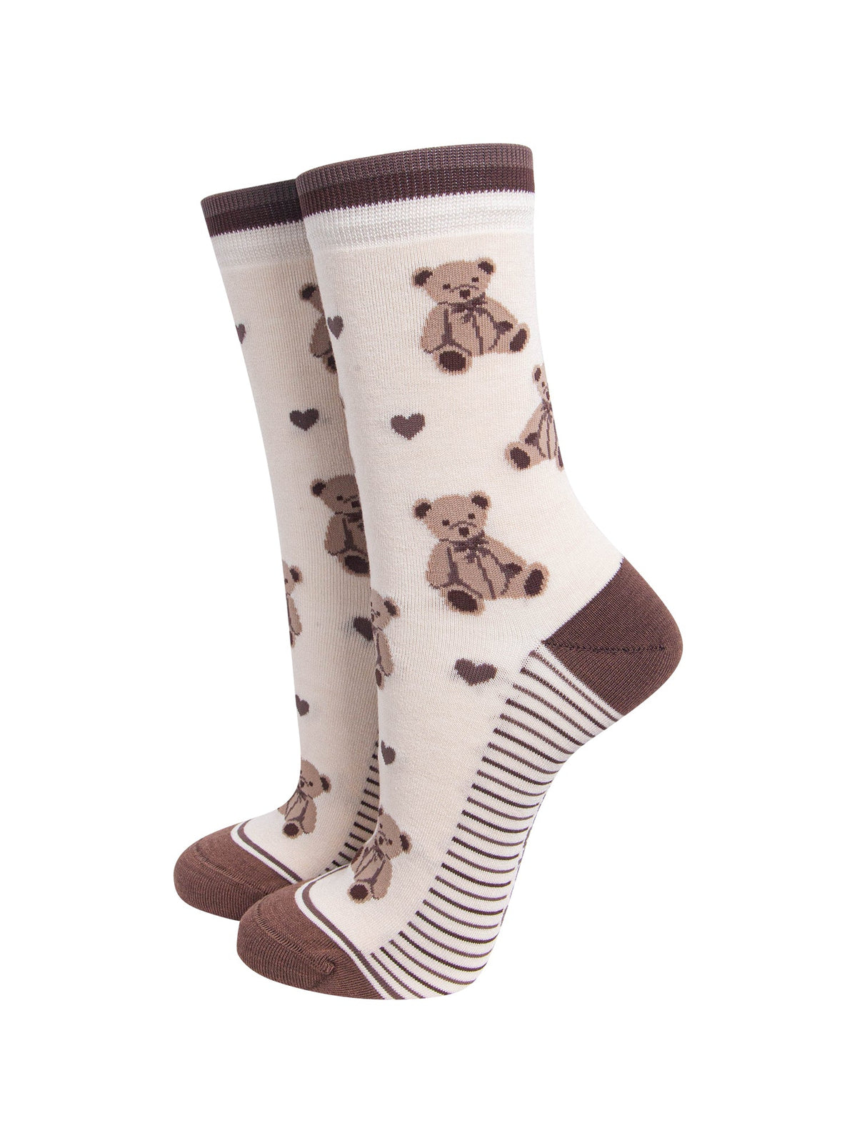 Teddy-Bear-Women's-Bamboo-Socks-in-Cream-On-Mannequin