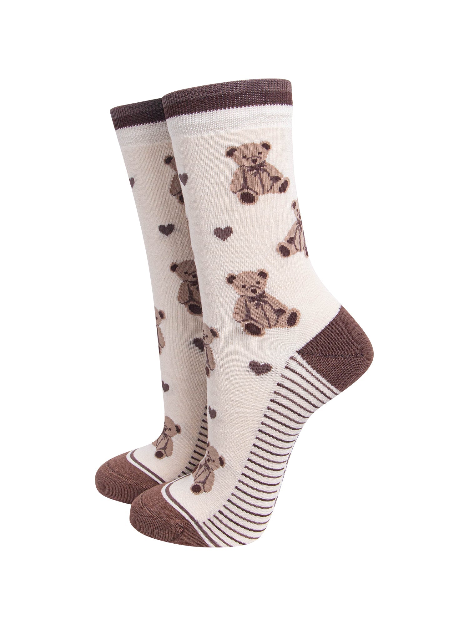 Teddy-Bear-Women's-Bamboo-Socks-in-Cream-On-Mannequin