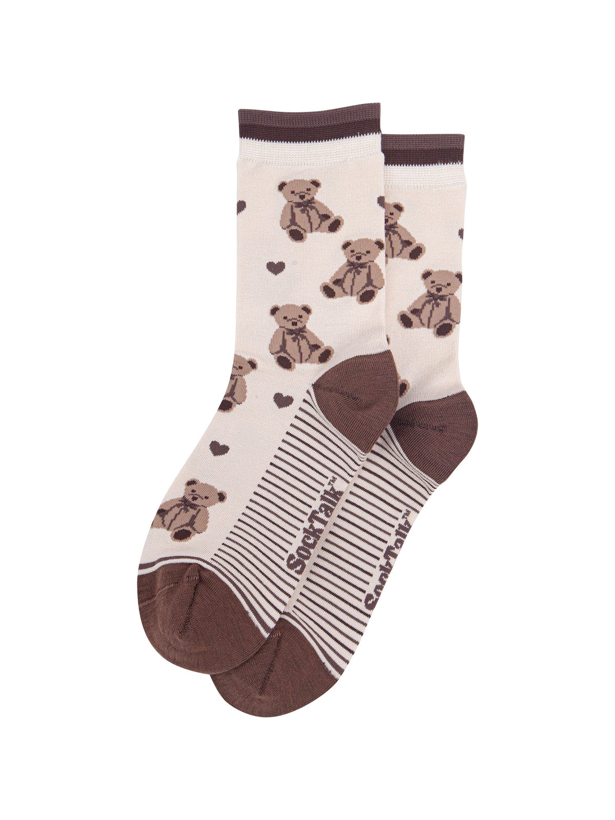 Teddy-Bear-Women's-Bamboo-Socks-in-Cream-Laid-Flat