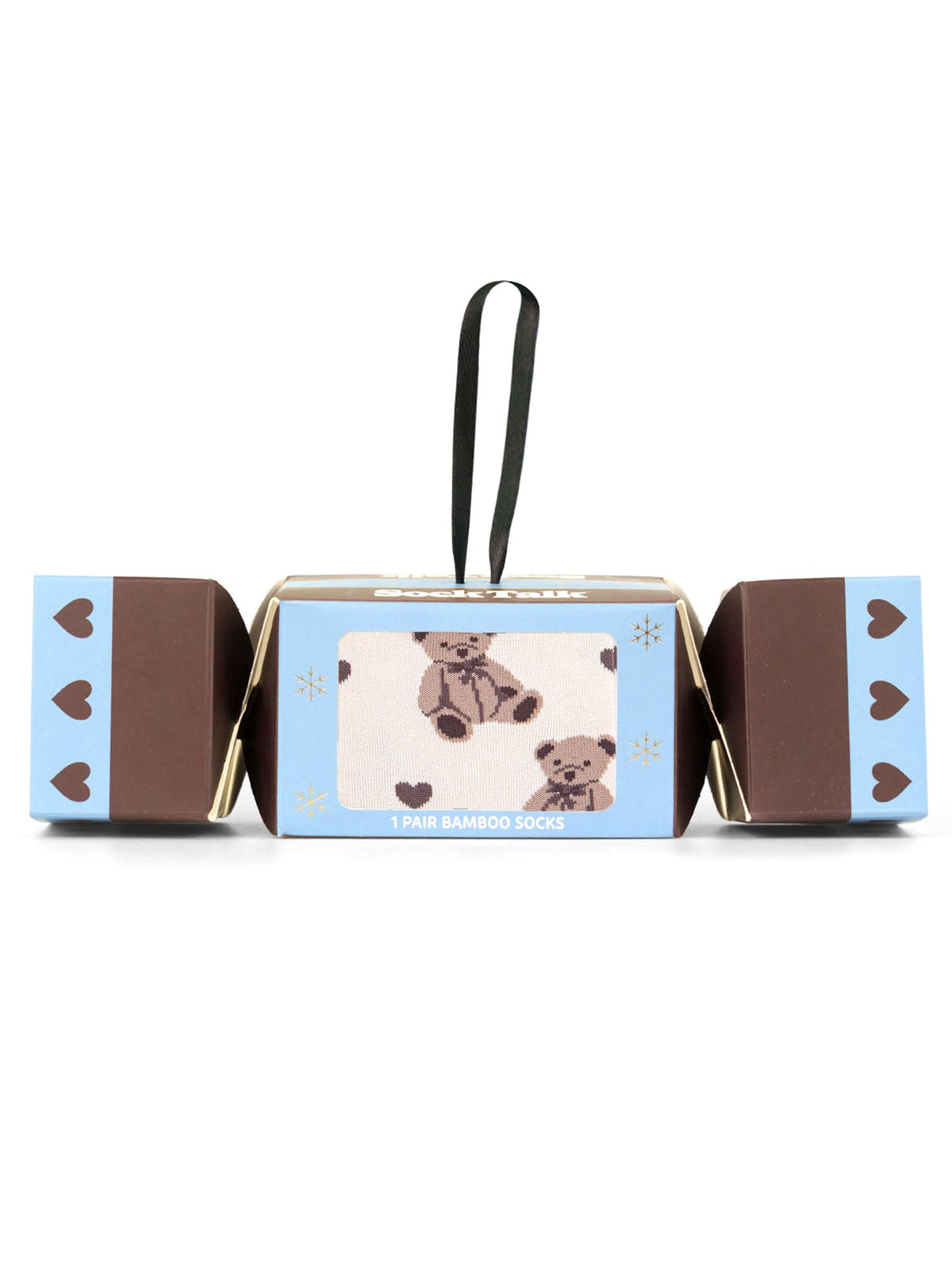 Teddy-Bear-Bamboo-Crew-Socks-Christmas-Cracker-Gift-Box-in-Cream