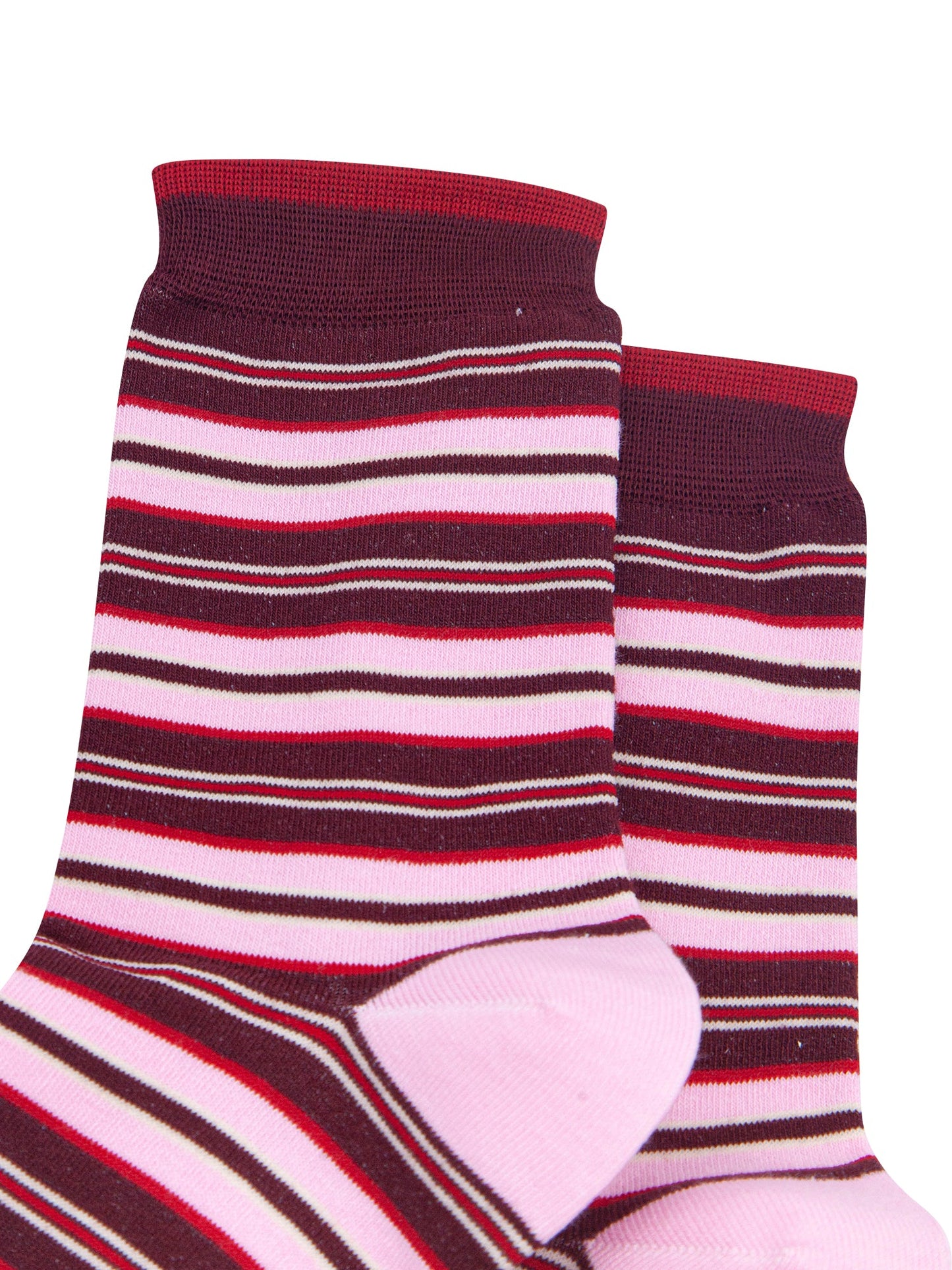 Stripey-Women's-Bamboo-Socks-in-Burgundy/Pink-Close-Up