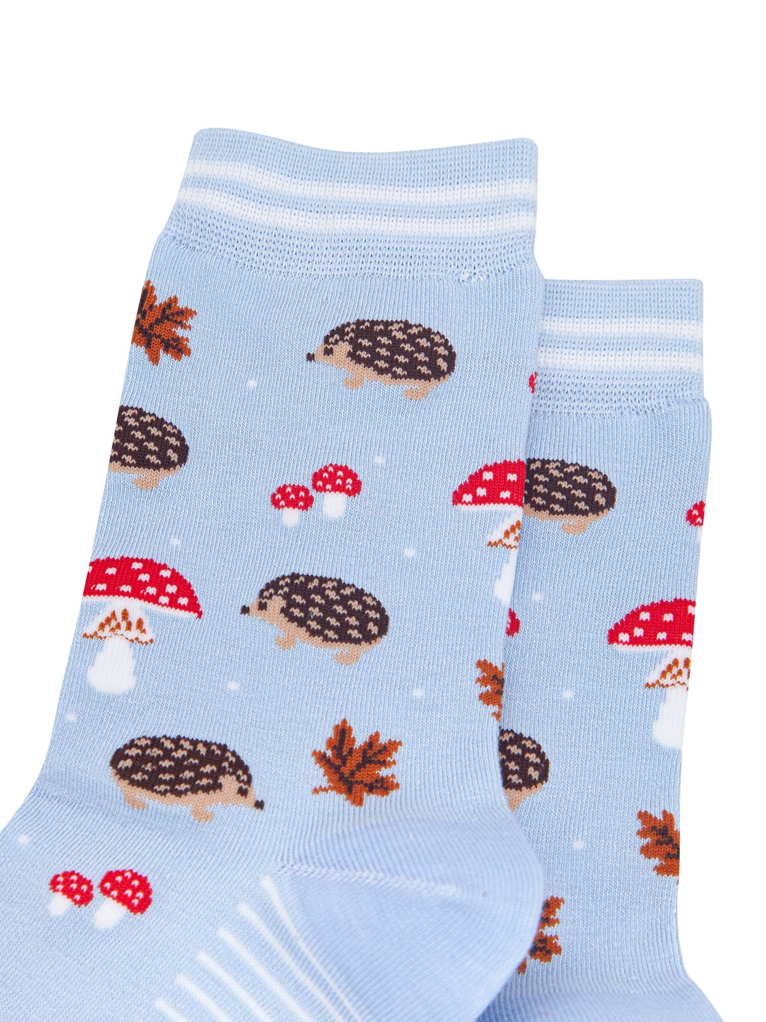 Hedgehog-Women's-Bamboo-Socks-in-Icy-Blue-Close-Up