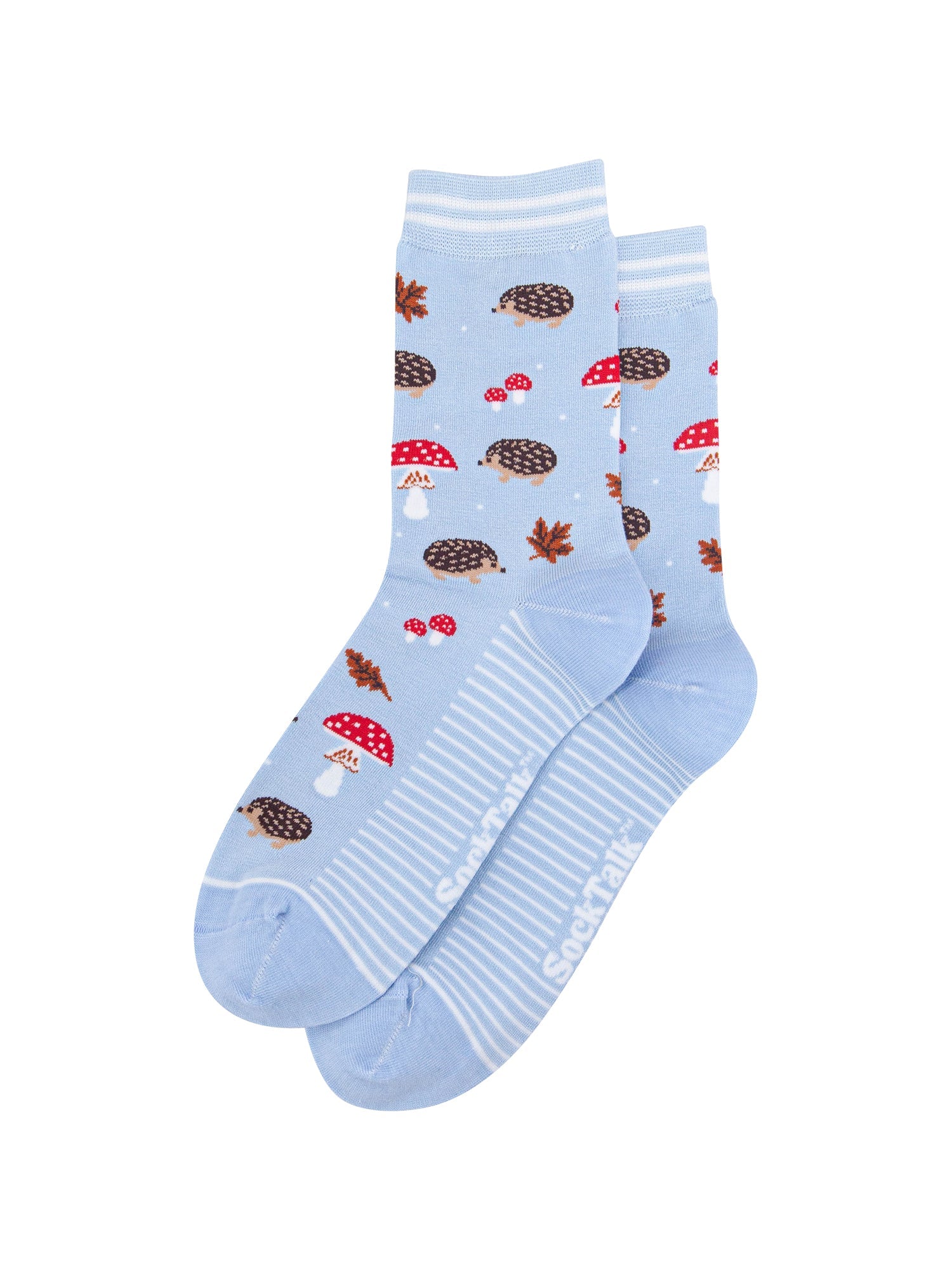 Hedgehog-Women's-Bamboo-Socks-in-Icy-Blue-Laid-Flat