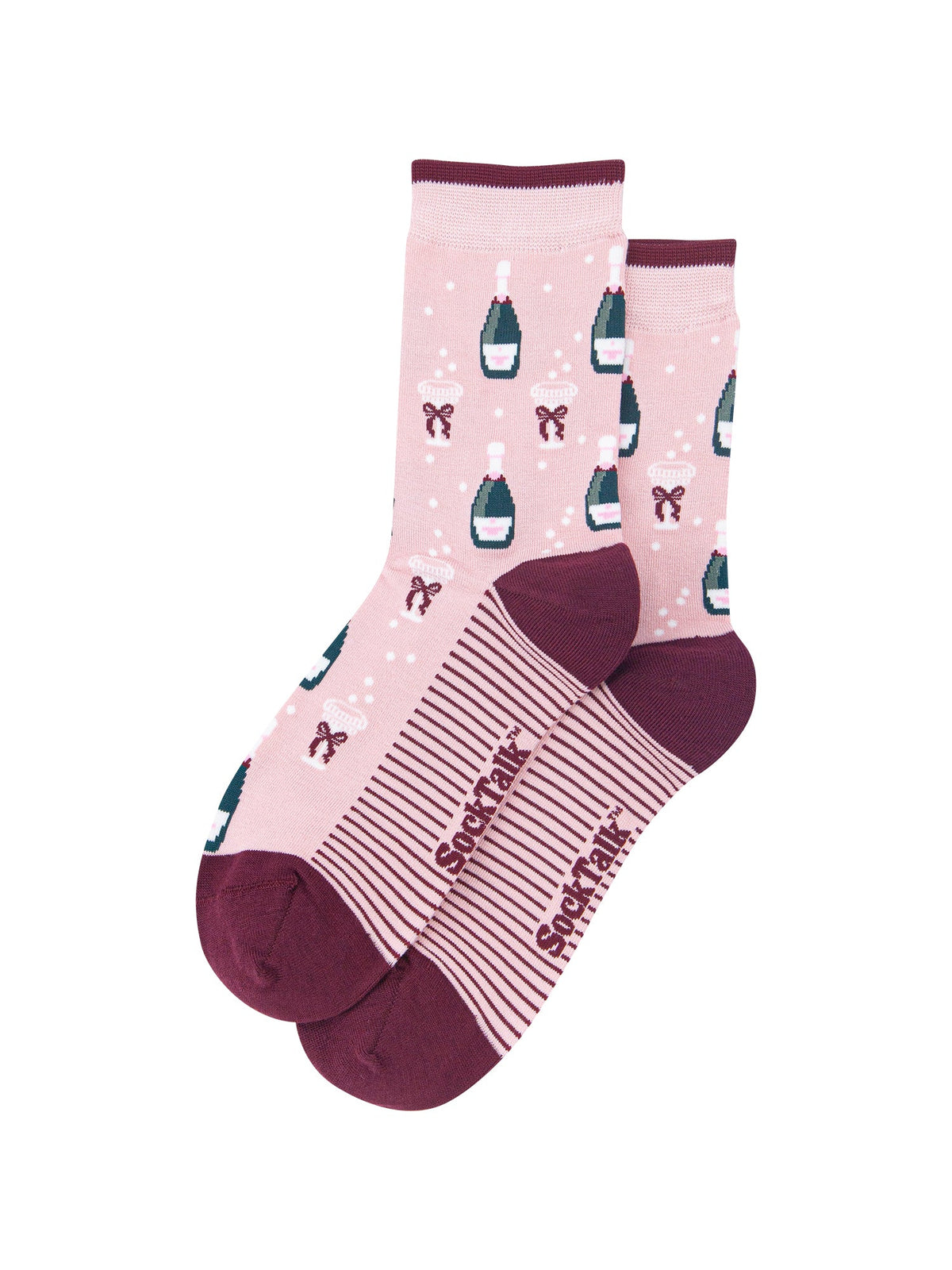 Champagne-Women's-Bamboo-Socks-in-Soft-Pink-Laid-Flat