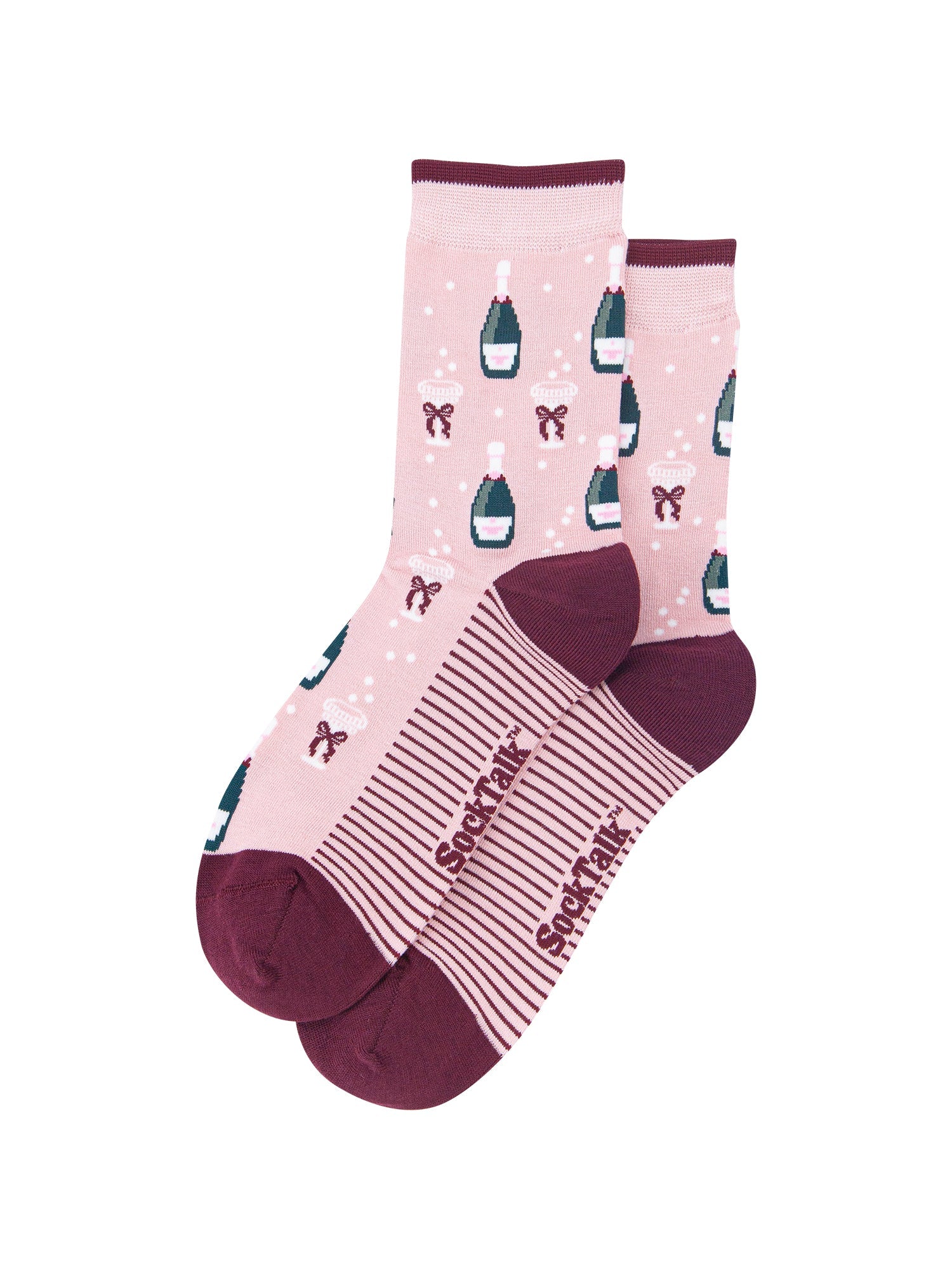 Champagne-Women's-Bamboo-Socks-in-Soft-Pink-Laid-Flat