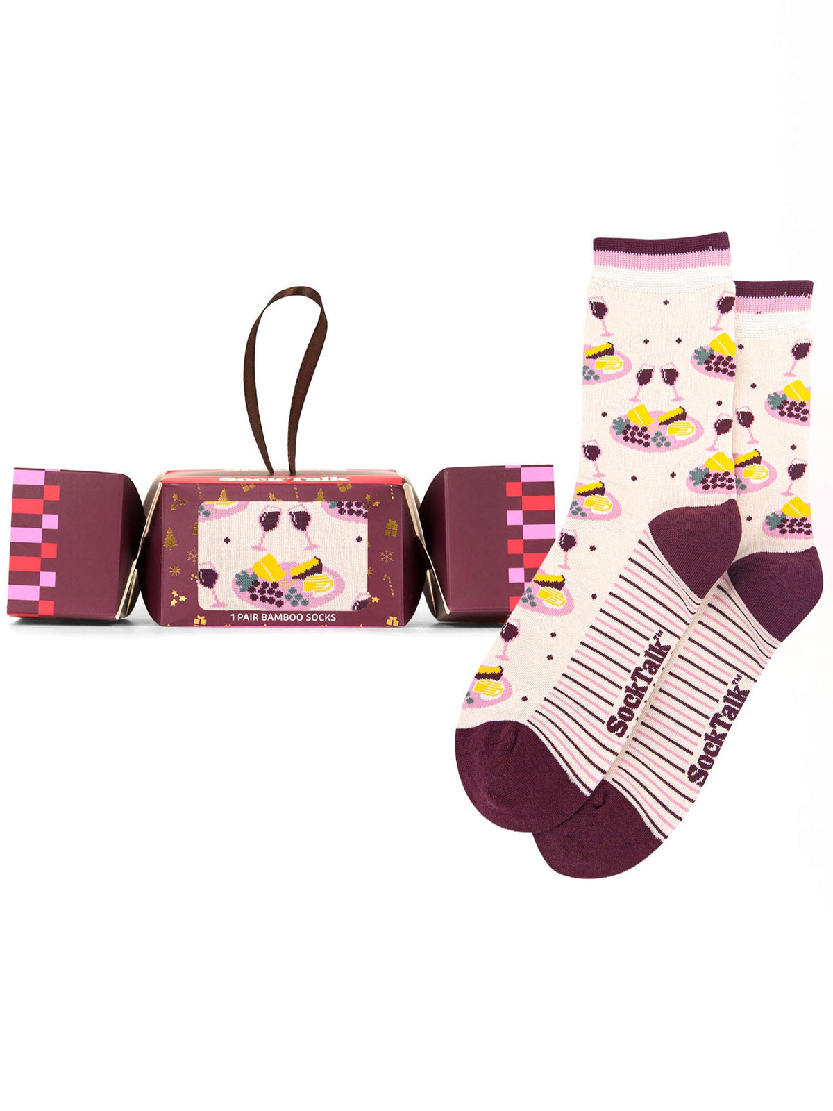 Cheese-&-Wine-Charcuterie-Board-Bamboo-Crew-Socks-Christmas-Cracker-Gift-Box-in-Cream