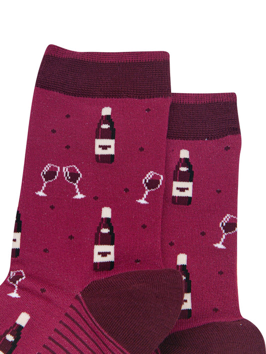 Red-Wine-Women's-Bamboo-Socks-in-Burgundy-Close-Up