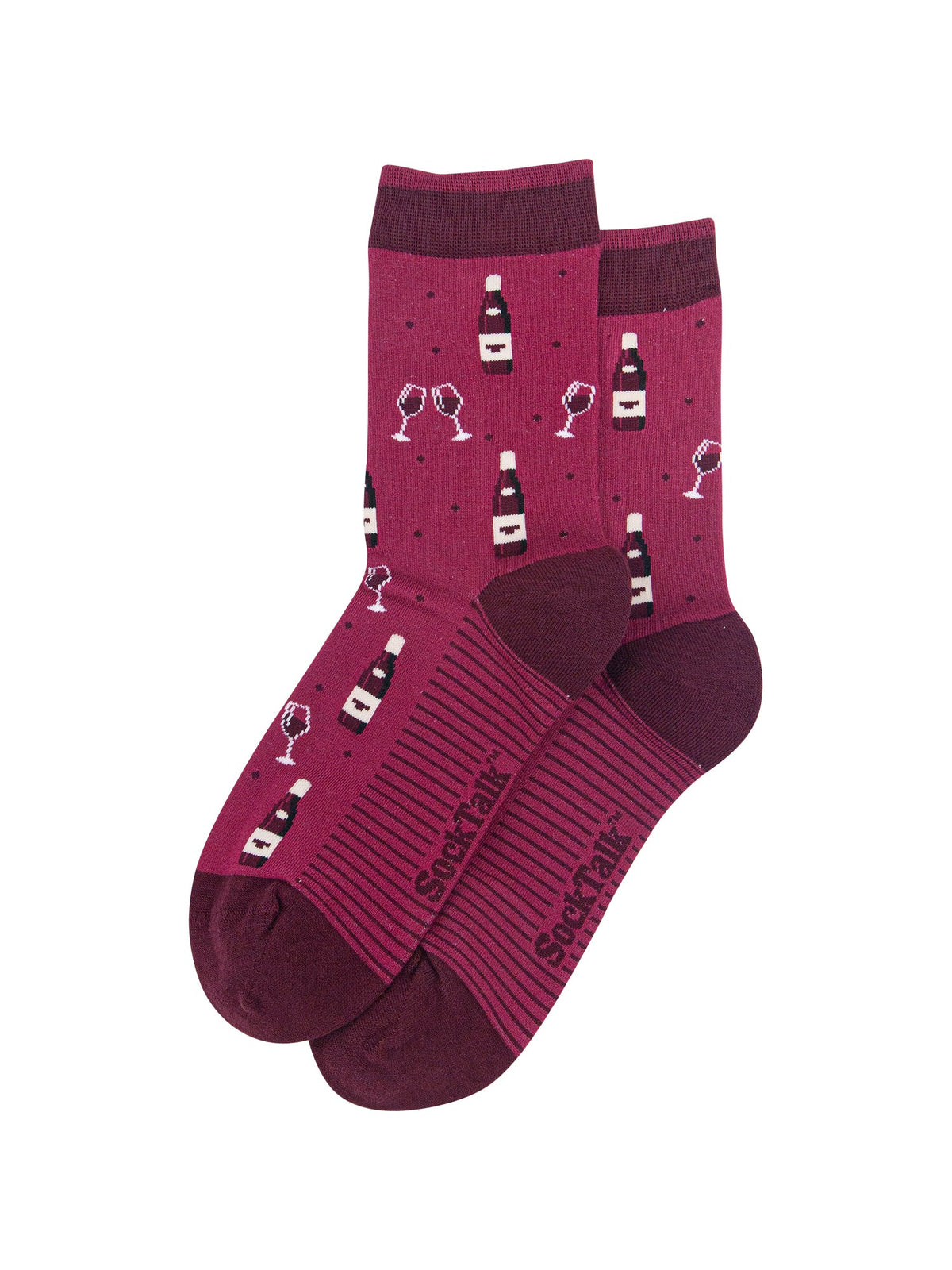 Red-Wine-Women's-Bamboo-Socks-in-Burgundy-Laid-Flat