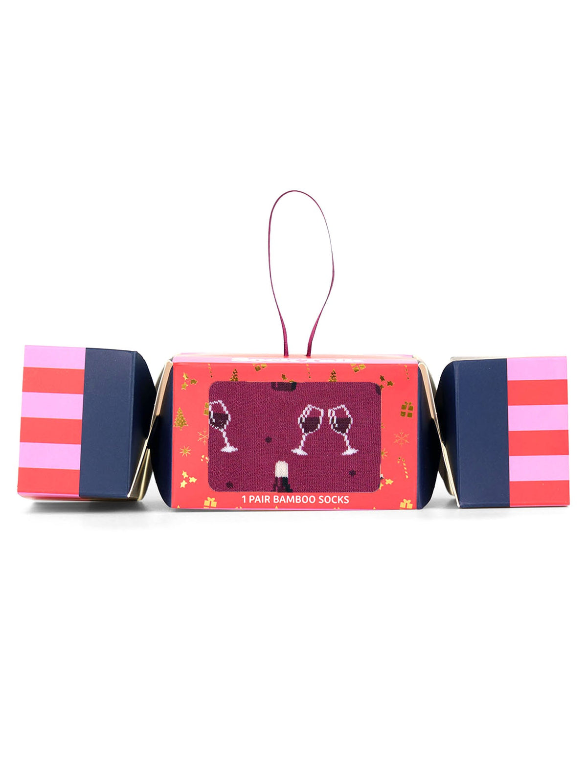 Red-Wine-Bamboo-Crew-Socks-Chirstmas-Cracker-Gift-Box-in-Berry
