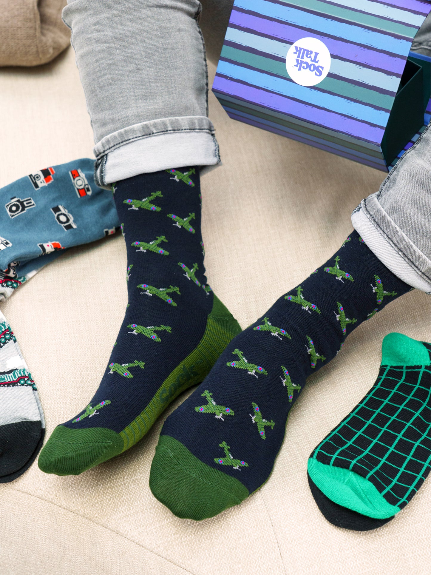Vintage-Airplanes-Bamboo-Socks-in-Navy-Blue
