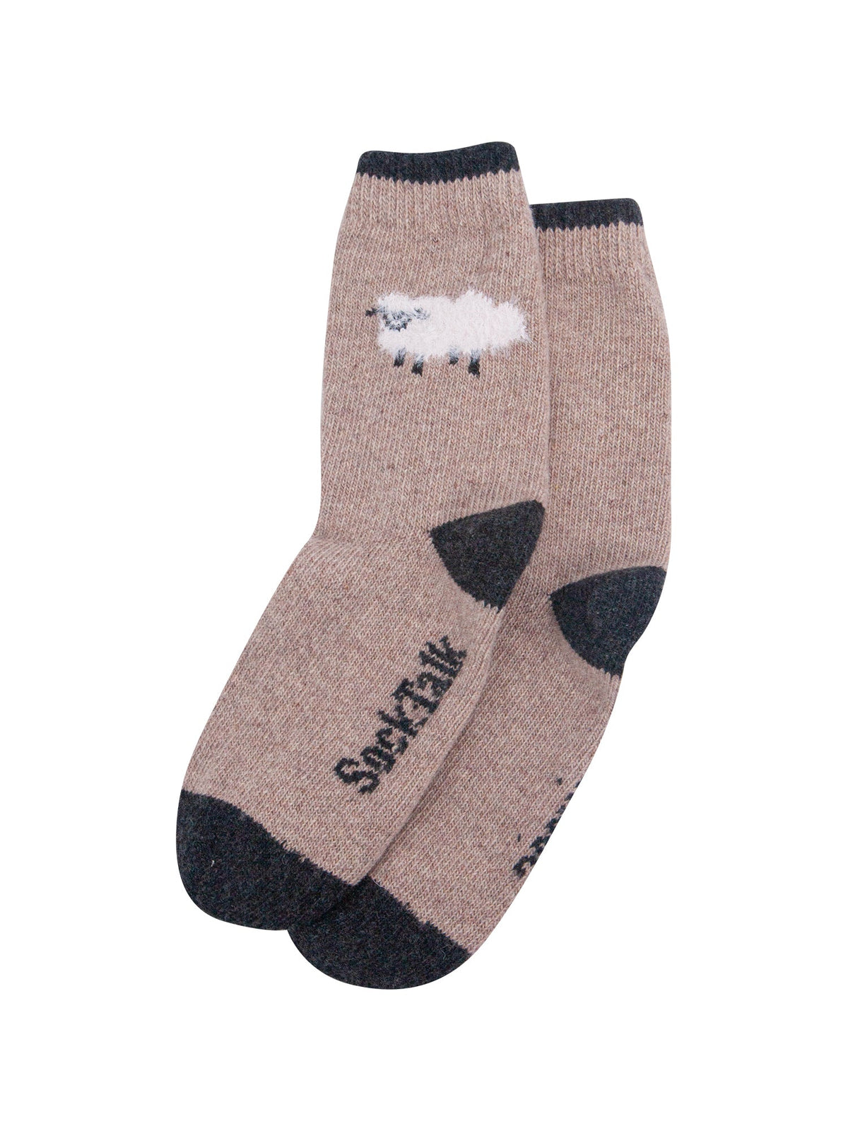 Sheep-Wool-Fluffy-Element-Socks-in-Beige-Laid-Flat