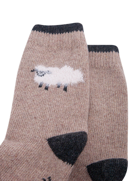 Sheep-Wool-Fluffy-Element-Socks-in-Beige-Close-Up