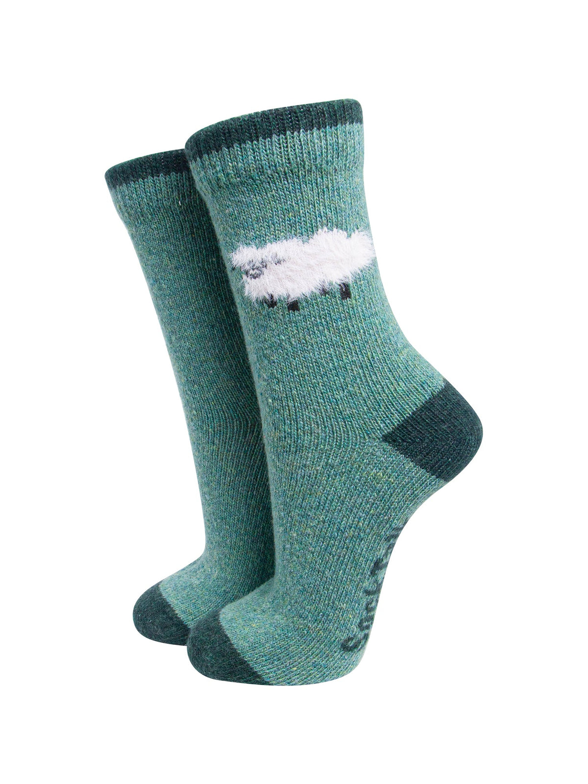 Sheep-Wool-Fluffy-Element-Socks-in-Green-On-Mannequin