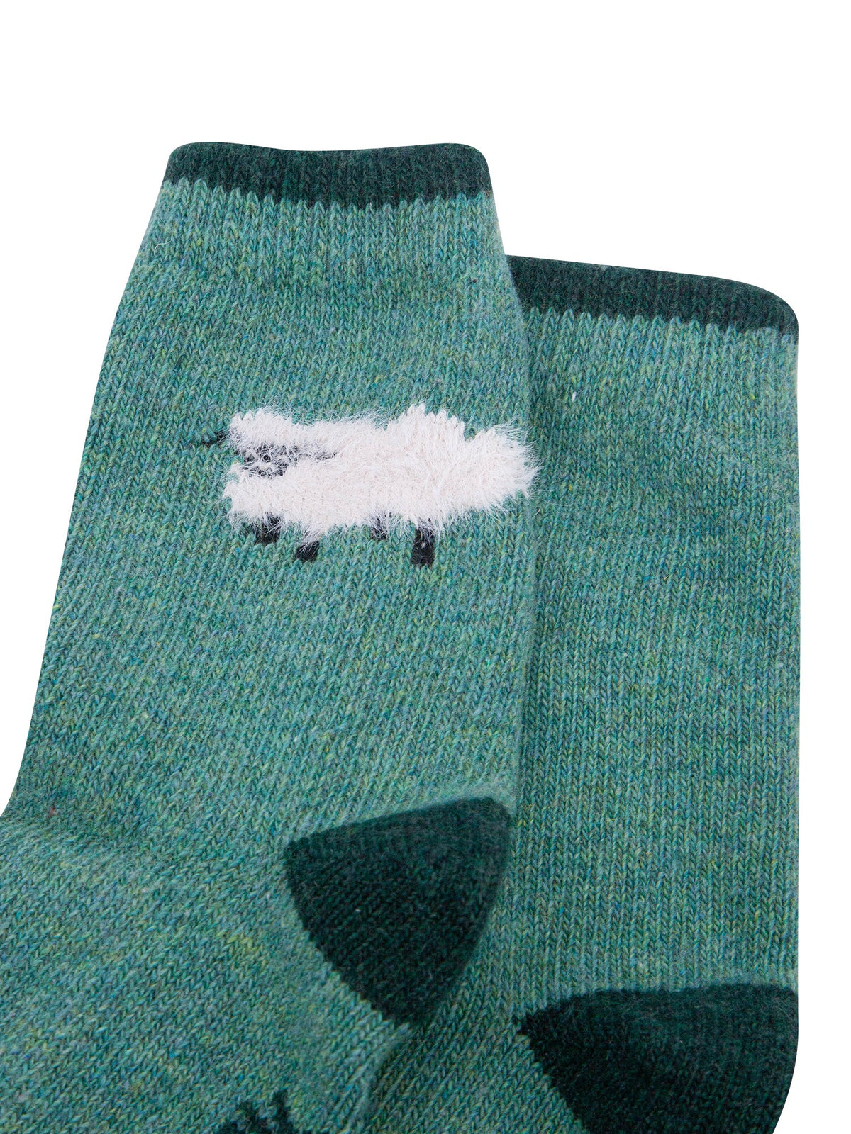Sheep-Wool-Fluffy-Element-Socks-in-Green-Close-Up