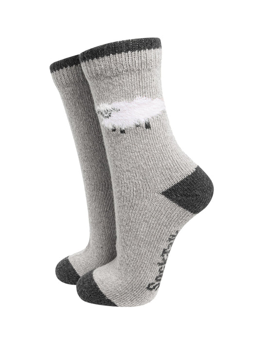 Sheep-Wool-Fluffy-Element-Socks-in-Light-Grey-Marl-On-Mannequin