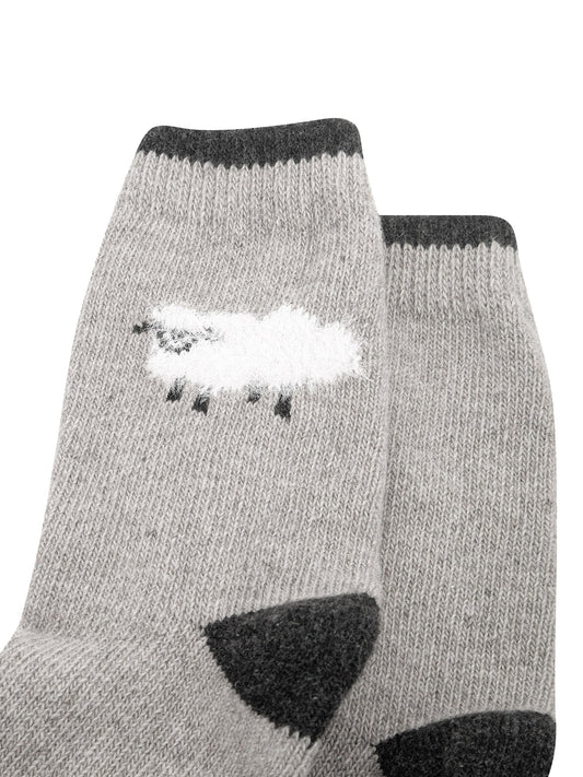 Sheep-Wool-Fluffy-Element-Socks-in-Light-Grey-Marl-Close-Up