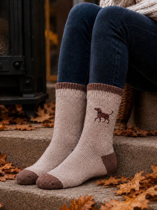 Chocolate-Labrador-Embroidered-Wool-Socks-in-Beige