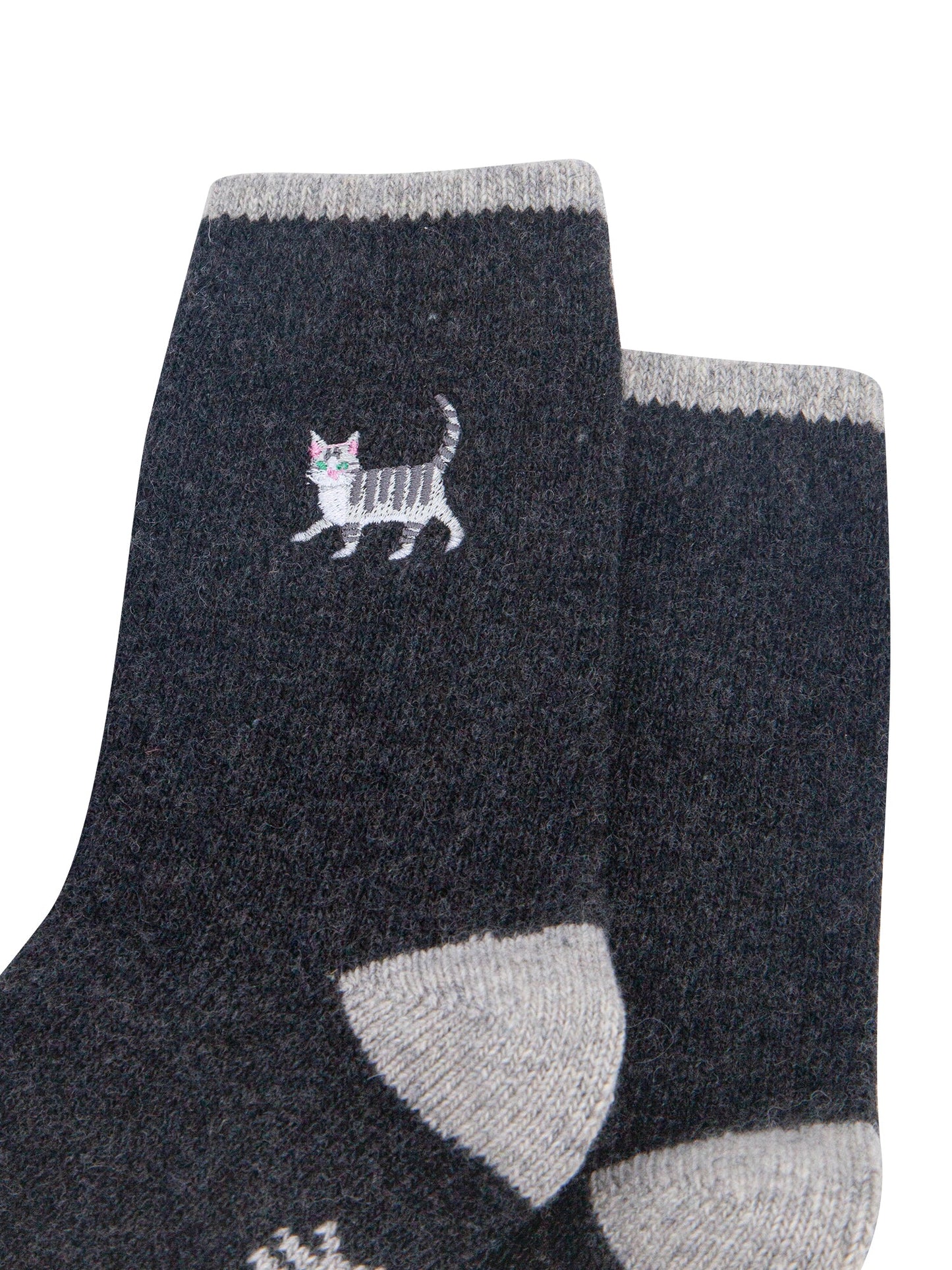 Grey-Cat-Embroidered-Wool-Socks-in-Charcoal-Close-Up