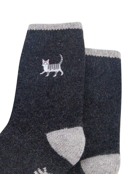 Grey-Cat-Embroidered-Wool-Socks-in-Charcoal-Close-Up