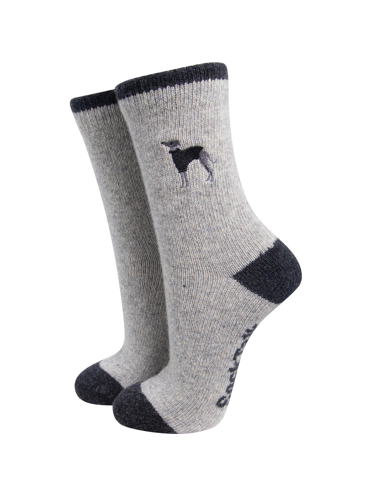 Greyhound-Embroidered-Wool-Socks-in-Grey-Marl-On-Mannequin