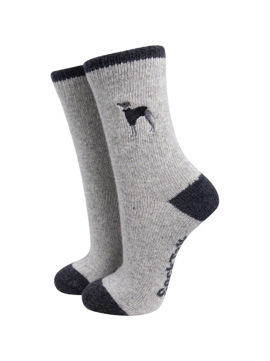 Greyhound-Embroidered-Wool-Socks-in-Grey-Marl-On-Mannequin