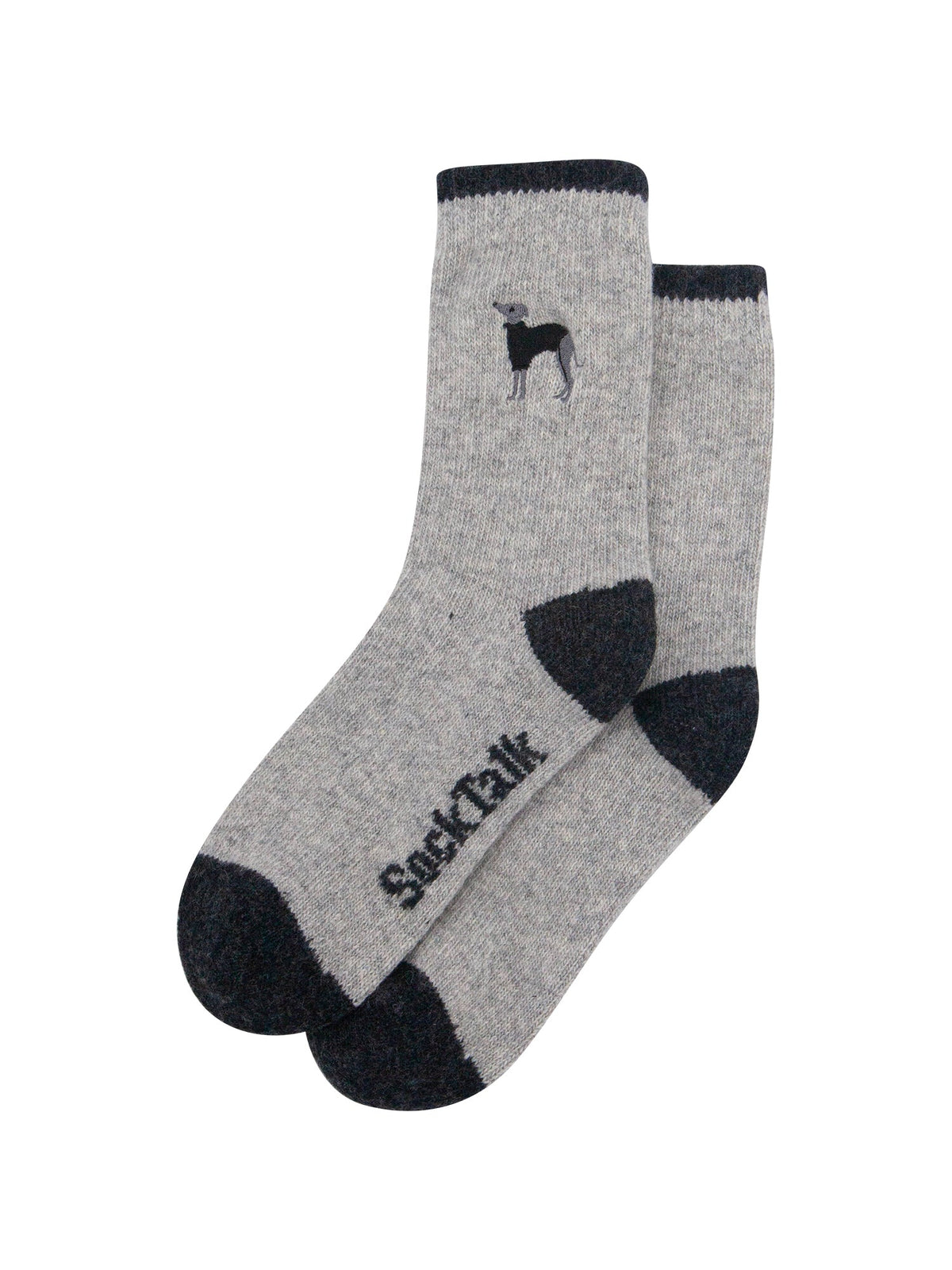 Greyhound-Embroidered-Wool-Socks-in-Grey-Marl-Laid-Flat