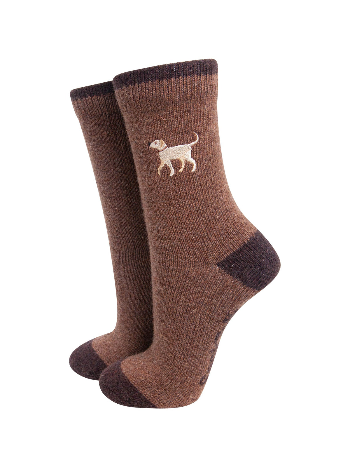 Golden-Labrador-Embroidered-Wool-Socks-in-Brown-On-Mannequin