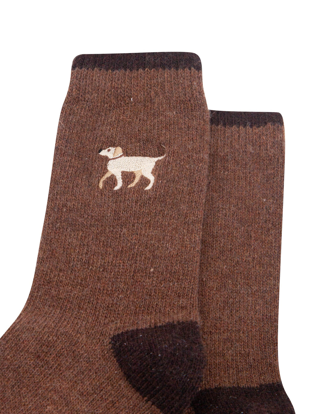 Golden-Labrador-Embroidered-Wool-Socks-in-Brown-Laid-Flat