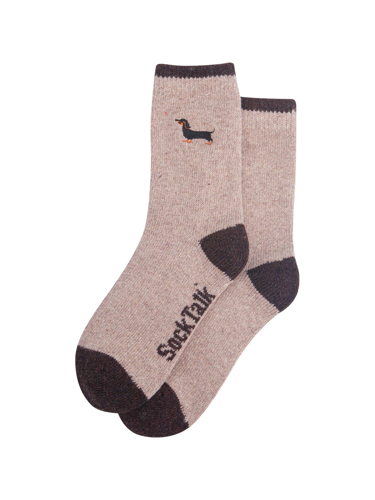 Sausage-Dog-Embroidered-Wool-Socks-in-Beige-Laid-Flat