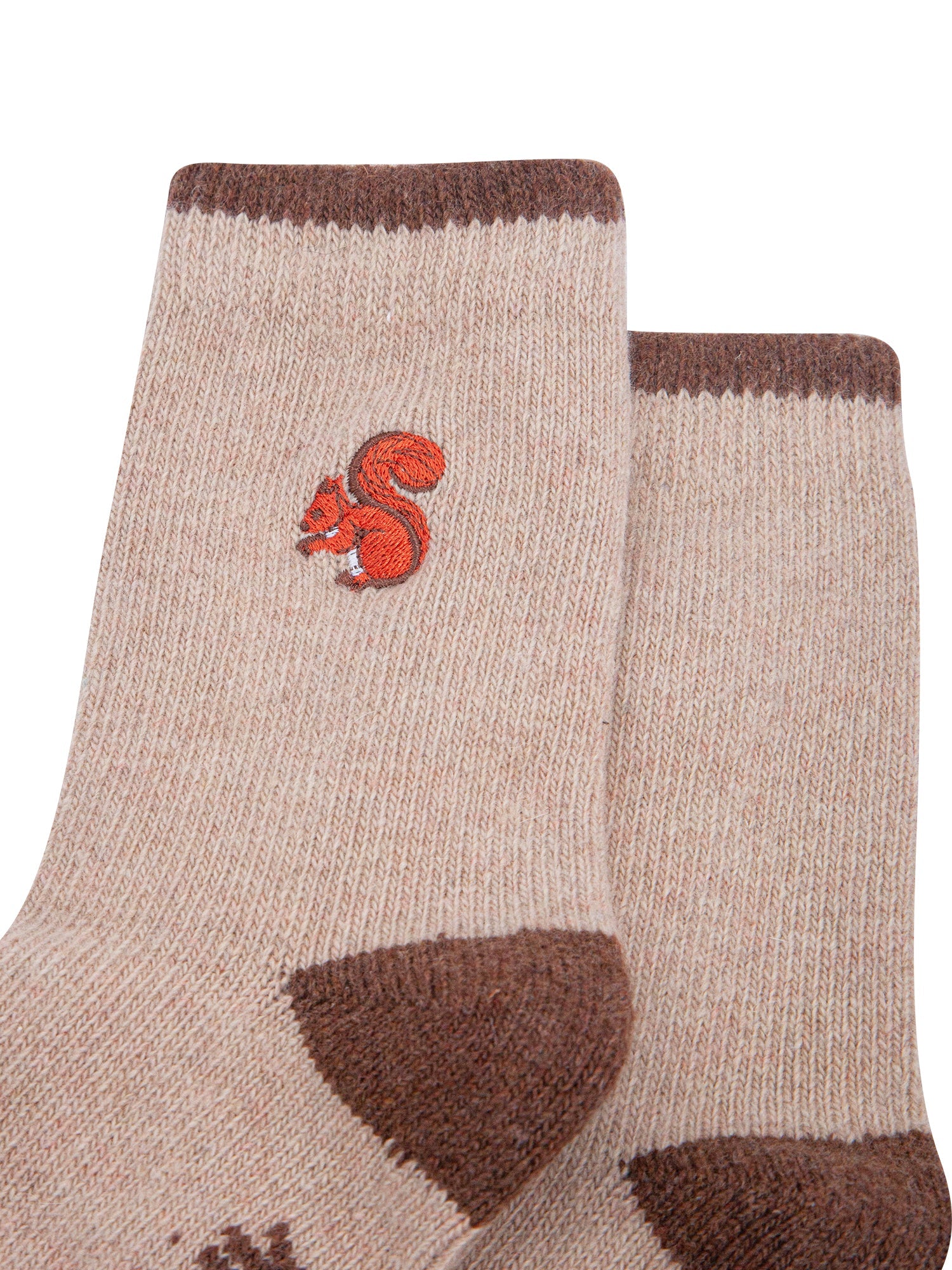 Squirrel-Embroidered-Wool-Socks-in-Oatmeal-Close-Up