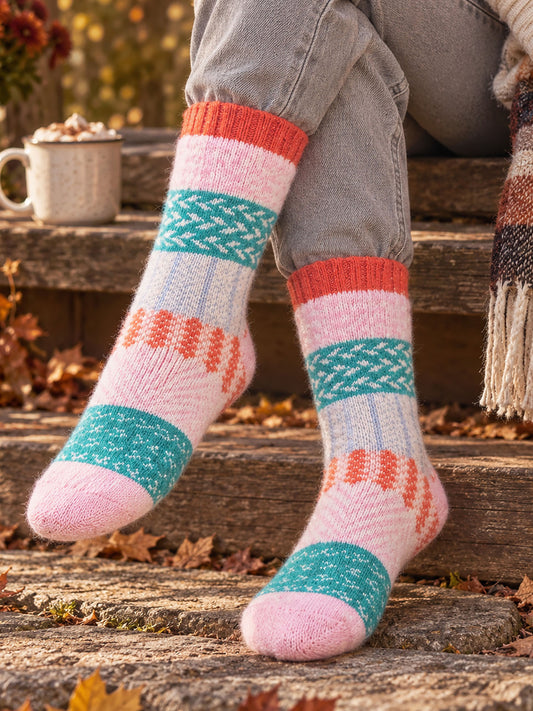 Block-Patterned-Wool-Socks-in-Cream/Multi