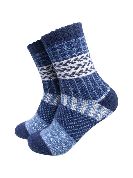 Block-Patterned-Wool-Socks-in-Navy-Blue-On-Mannequin