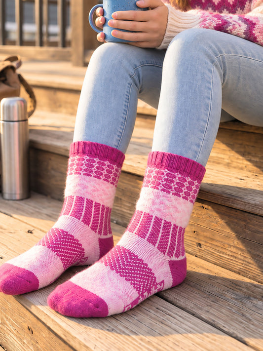 Block-Patterned-Wool-Socks-in-Raspberry-Pink